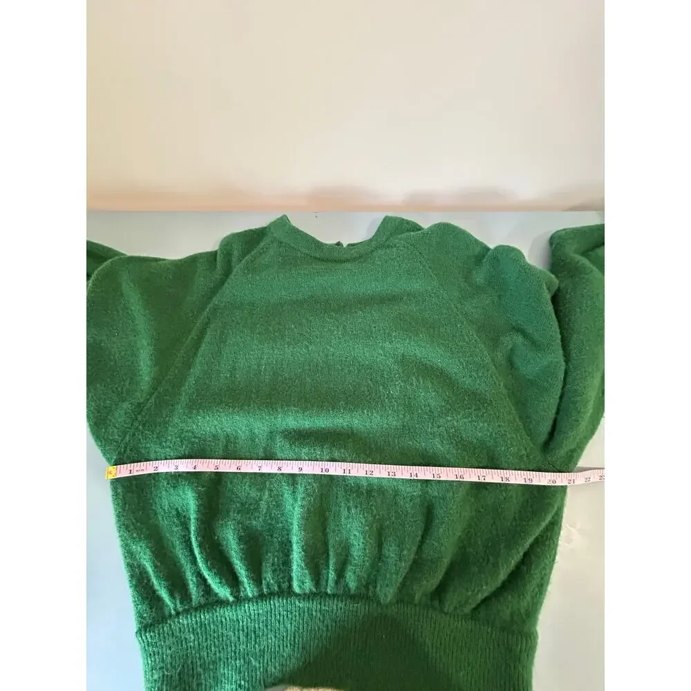 J. Crew wool blend sweater womens M green button detail crew neck